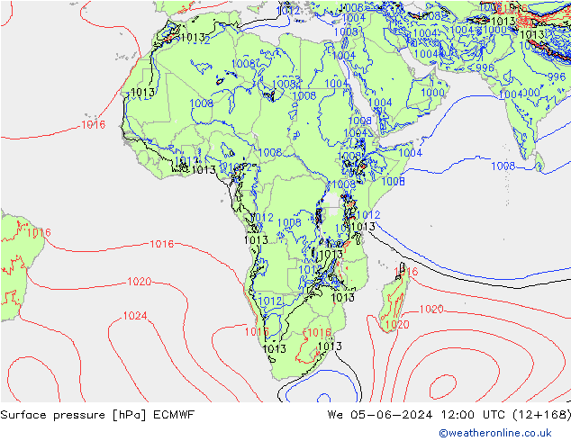 Atmosférický tlak ECMWF St 05.06.2024 12 UTC