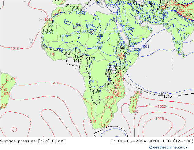 pressão do solo ECMWF Qui 06.06.2024 00 UTC