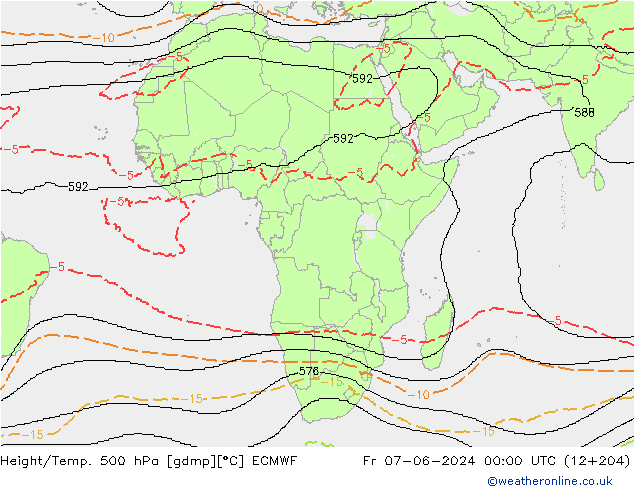 Height/Temp. 500 hPa ECMWF Pá 07.06.2024 00 UTC