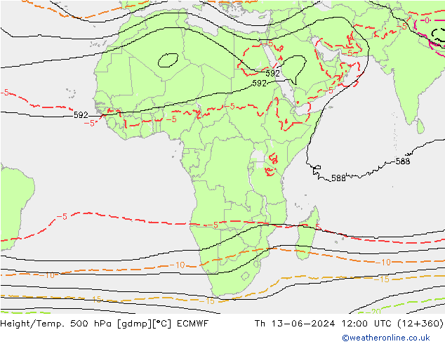 Yükseklik/Sıc. 500 hPa ECMWF Per 13.06.2024 12 UTC