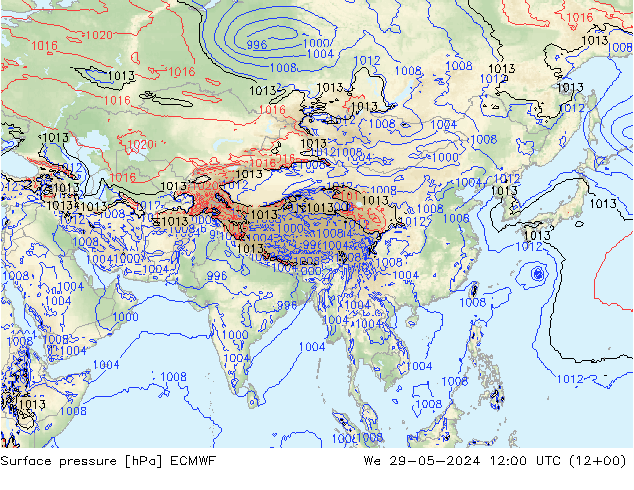 Surface pressure ECMWF We 29.05.2024 12 UTC