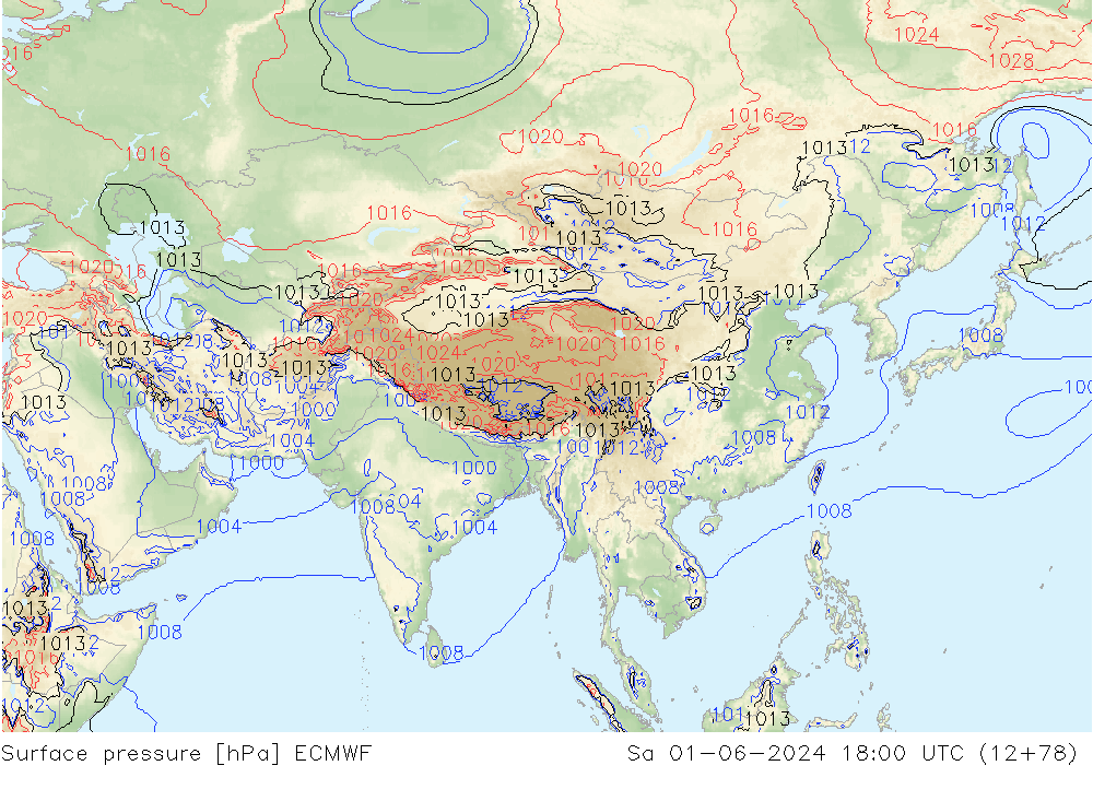 Yer basıncı ECMWF Cts 01.06.2024 18 UTC