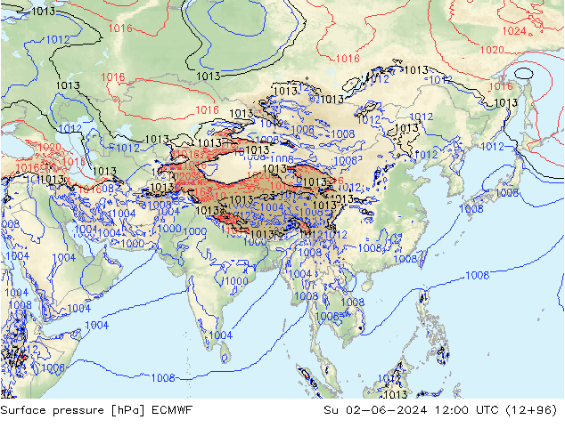 Surface pressure ECMWF Su 02.06.2024 12 UTC