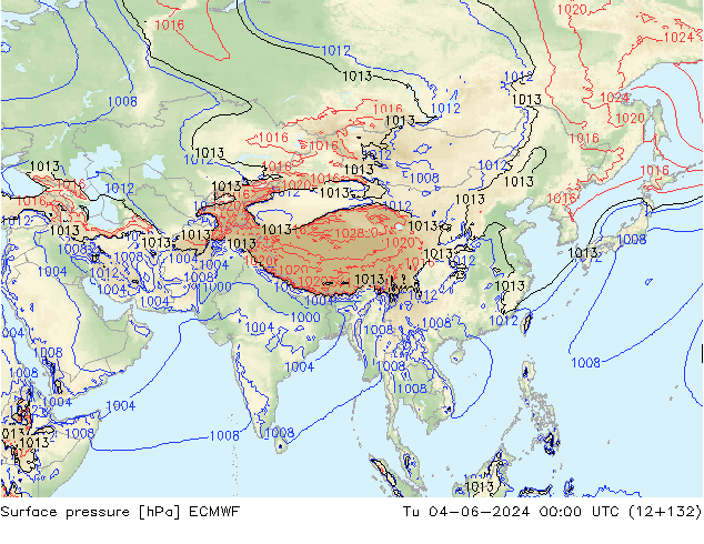 Pressione al suolo ECMWF mar 04.06.2024 00 UTC