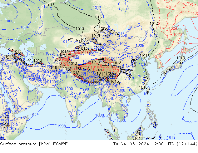 Yer basıncı ECMWF Sa 04.06.2024 12 UTC