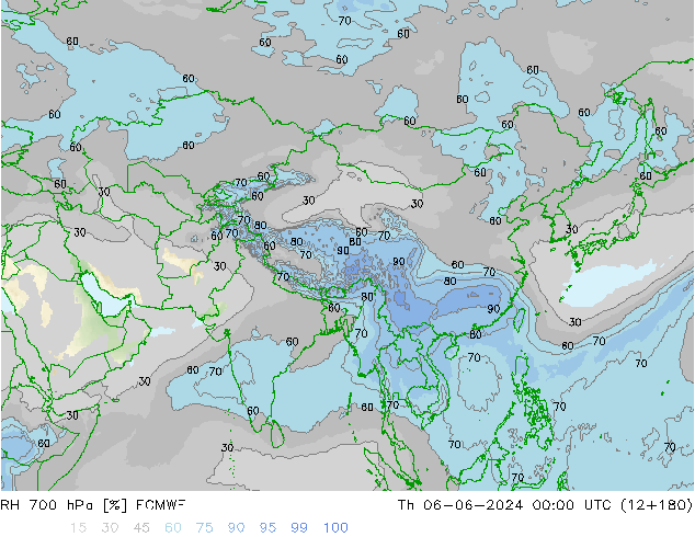 RH 700 hPa ECMWF  06.06.2024 00 UTC