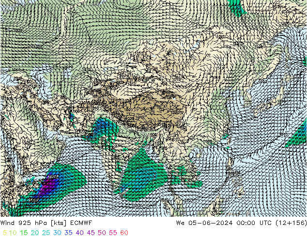 wiatr 925 hPa ECMWF śro. 05.06.2024 00 UTC