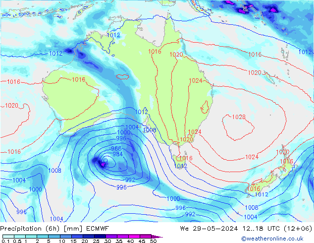 осадки (6h) ECMWF ср 29.05.2024 18 UTC