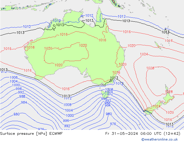 Atmosférický tlak ECMWF Pá 31.05.2024 06 UTC