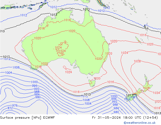 Surface pressure ECMWF Fr 31.05.2024 18 UTC