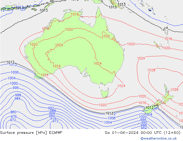 Surface pressure ECMWF Sa 01.06.2024 00 UTC