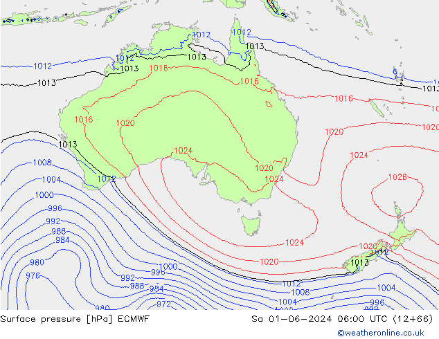 ciśnienie ECMWF so. 01.06.2024 06 UTC