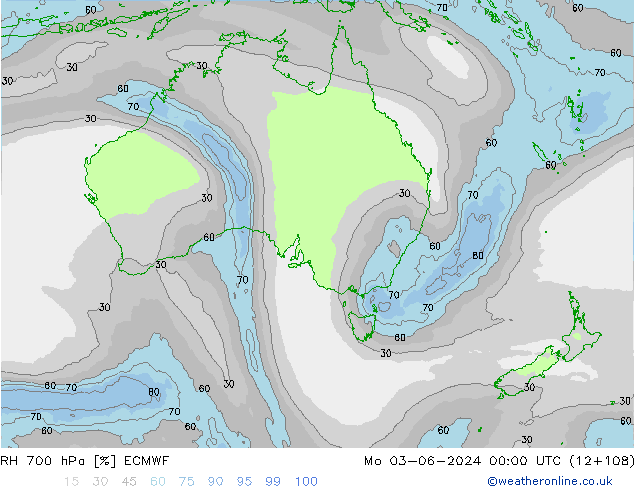 RH 700 hPa ECMWF Mo 03.06.2024 00 UTC