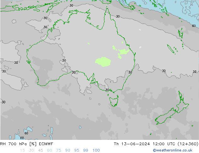 RH 700 hPa ECMWF Do 13.06.2024 12 UTC