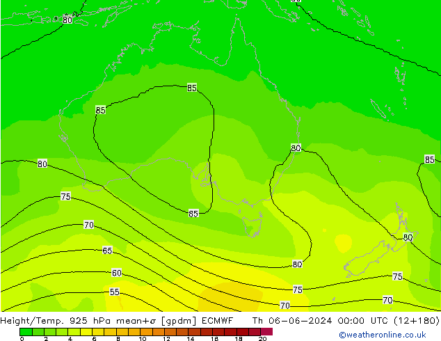 Yükseklik/Sıc. 925 hPa ECMWF Per 06.06.2024 00 UTC