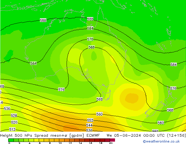 Height 500 hPa Spread ECMWF We 05.06.2024 00 UTC