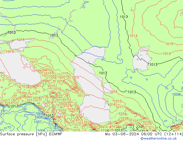 Surface pressure ECMWF Mo 03.06.2024 06 UTC