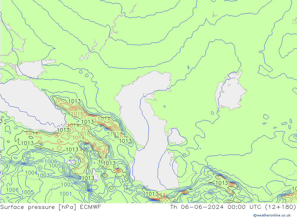 Surface pressure ECMWF Th 06.06.2024 00 UTC