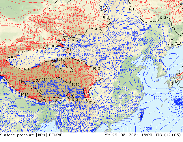 地面气压 ECMWF 星期三 29.05.2024 18 UTC