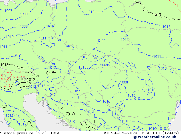 ciśnienie ECMWF śro. 29.05.2024 18 UTC