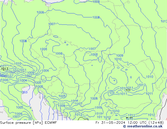 Surface pressure ECMWF Fr 31.05.2024 12 UTC