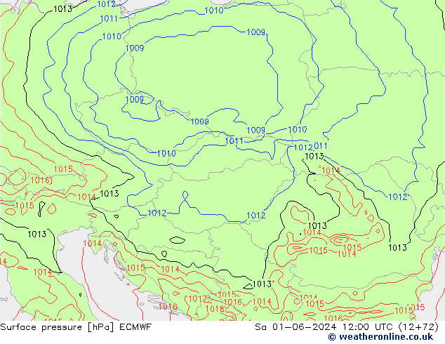 Pressione al suolo ECMWF sab 01.06.2024 12 UTC