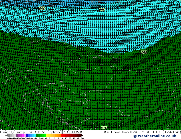 Yükseklik/Sıc. 500 hPa ECMWF Çar 05.06.2024 12 UTC