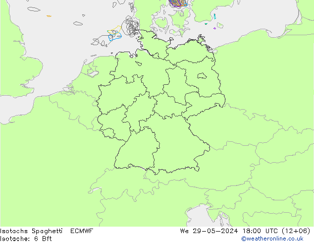 Isotachen Spaghetti ECMWF Mi 29.05.2024 18 UTC