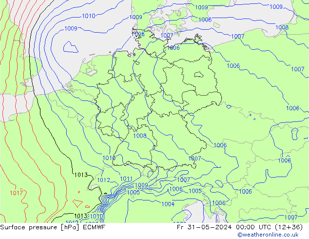 Surface pressure ECMWF Fr 31.05.2024 00 UTC