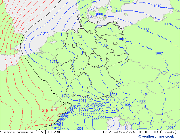 Luchtdruk (Grond) ECMWF vr 31.05.2024 06 UTC