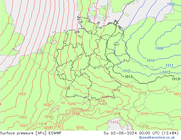 приземное давление ECMWF Вс 02.06.2024 00 UTC