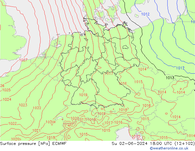 приземное давление ECMWF Вс 02.06.2024 18 UTC