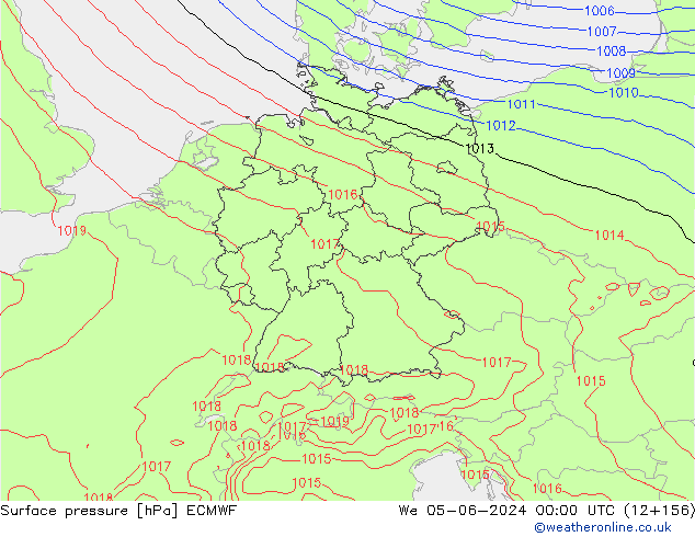 pressão do solo ECMWF Qua 05.06.2024 00 UTC