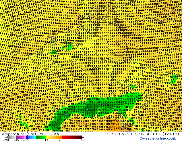 Temperaturkarte (2m) ECMWF Do 30.05.2024 00 UTC