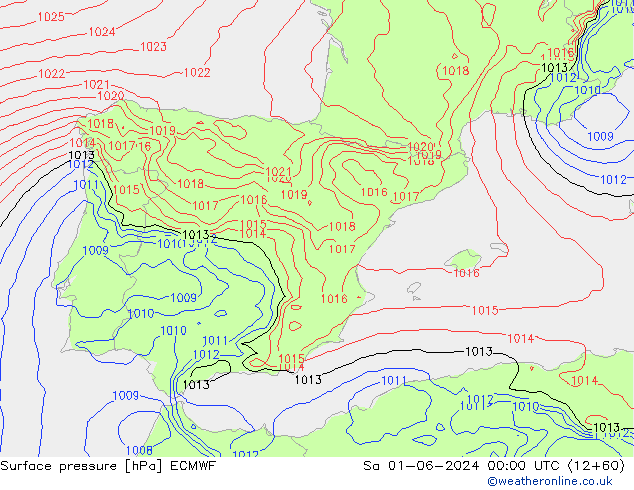 приземное давление ECMWF сб 01.06.2024 00 UTC