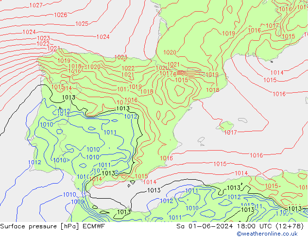 pression de l'air ECMWF sam 01.06.2024 18 UTC