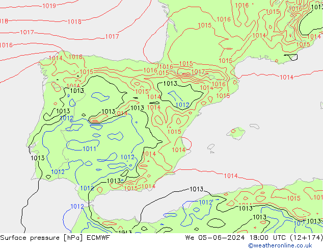 Pressione al suolo ECMWF mer 05.06.2024 18 UTC