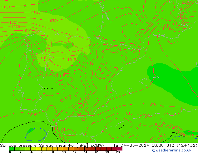 Bodendruck Spread ECMWF Di 04.06.2024 00 UTC