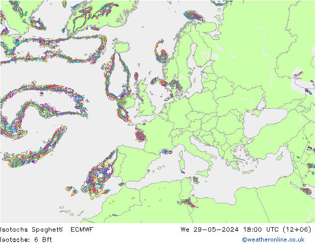 Isotachs Spaghetti ECMWF  29.05.2024 18 UTC