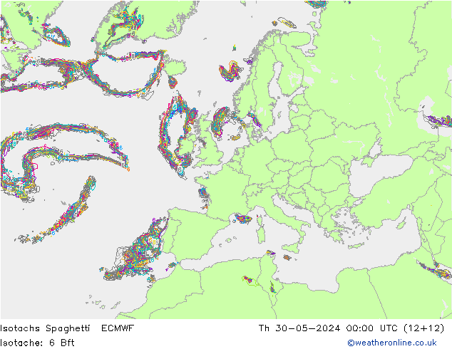 Izotacha Spaghetti ECMWF czw. 30.05.2024 00 UTC