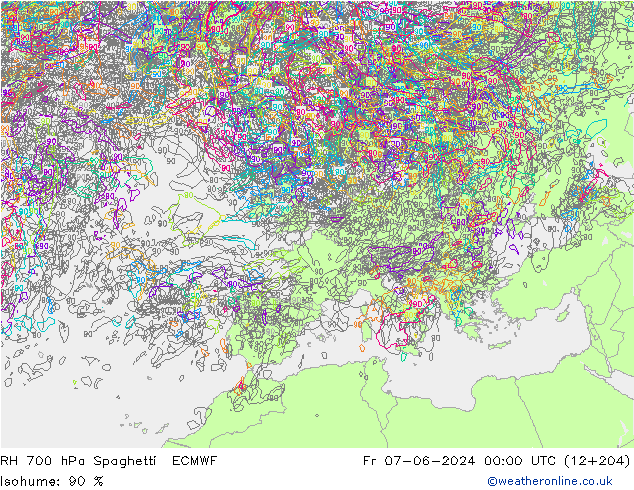 RV 700 hPa Spaghetti ECMWF vr 07.06.2024 00 UTC