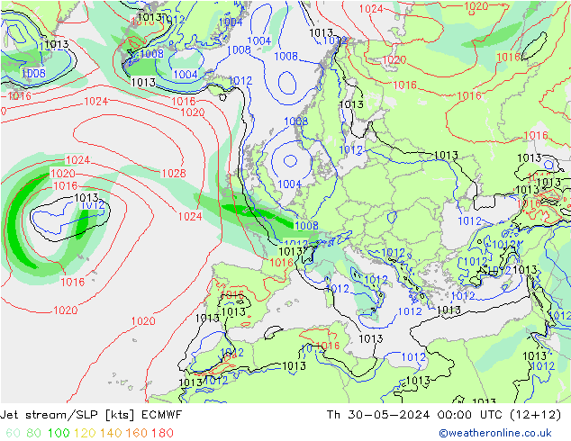Polarjet/Bodendruck ECMWF Do 30.05.2024 00 UTC