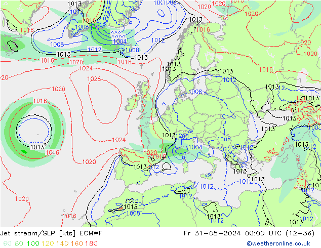 Polarjet/Bodendruck ECMWF Fr 31.05.2024 00 UTC