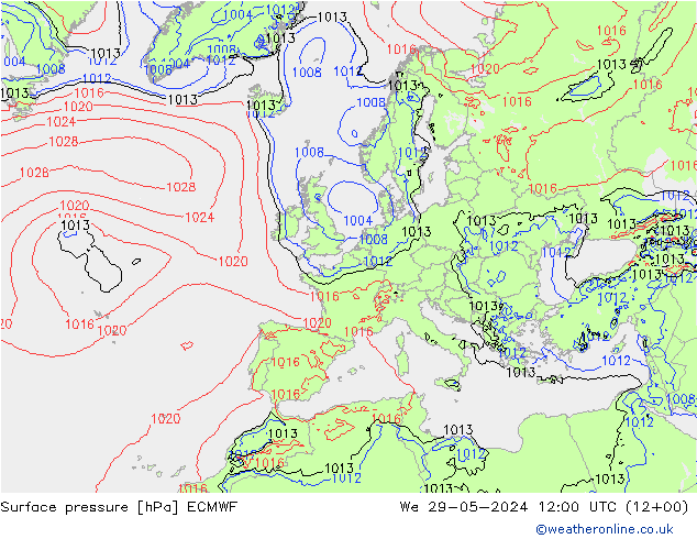 приземное давление ECMWF ср 29.05.2024 12 UTC