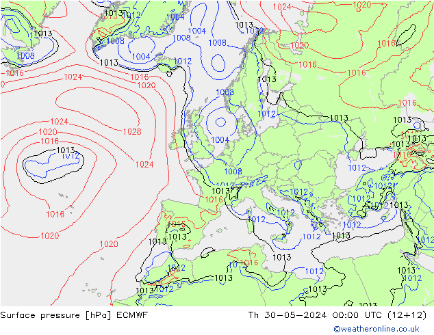 приземное давление ECMWF чт 30.05.2024 00 UTC