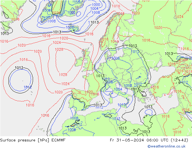 Surface pressure ECMWF Fr 31.05.2024 06 UTC