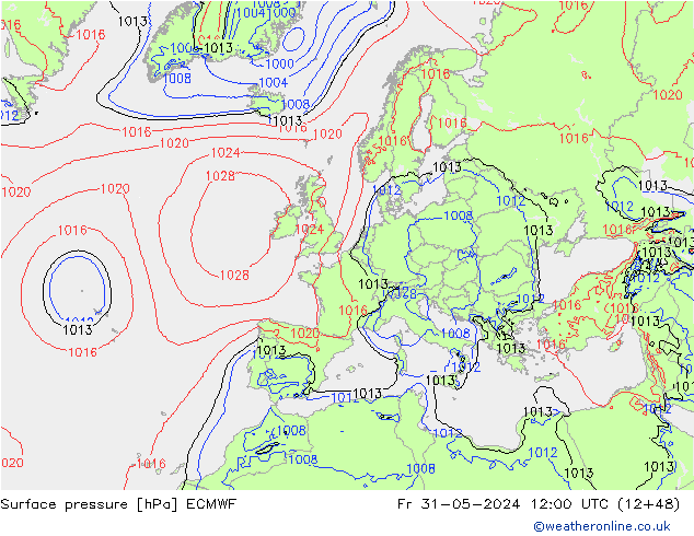 Yer basıncı ECMWF Cu 31.05.2024 12 UTC
