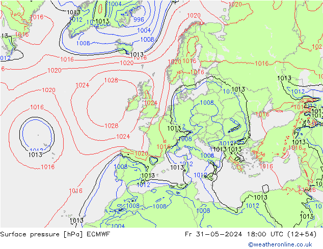 приземное давление ECMWF пт 31.05.2024 18 UTC