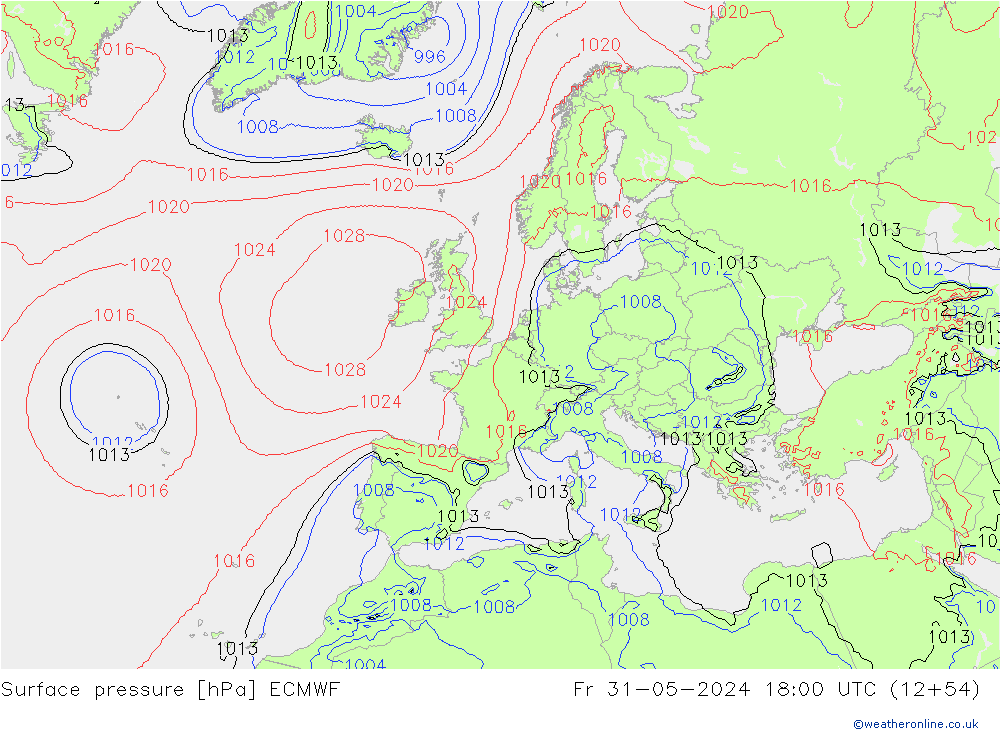 приземное давление ECMWF пт 31.05.2024 18 UTC