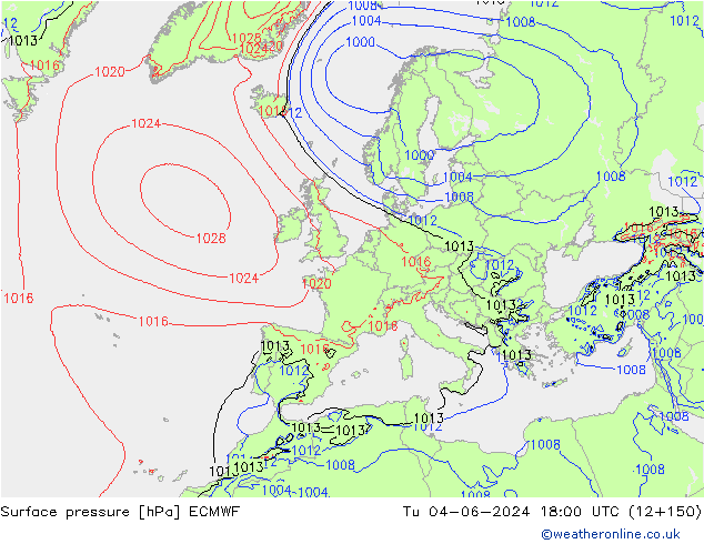 приземное давление ECMWF вт 04.06.2024 18 UTC